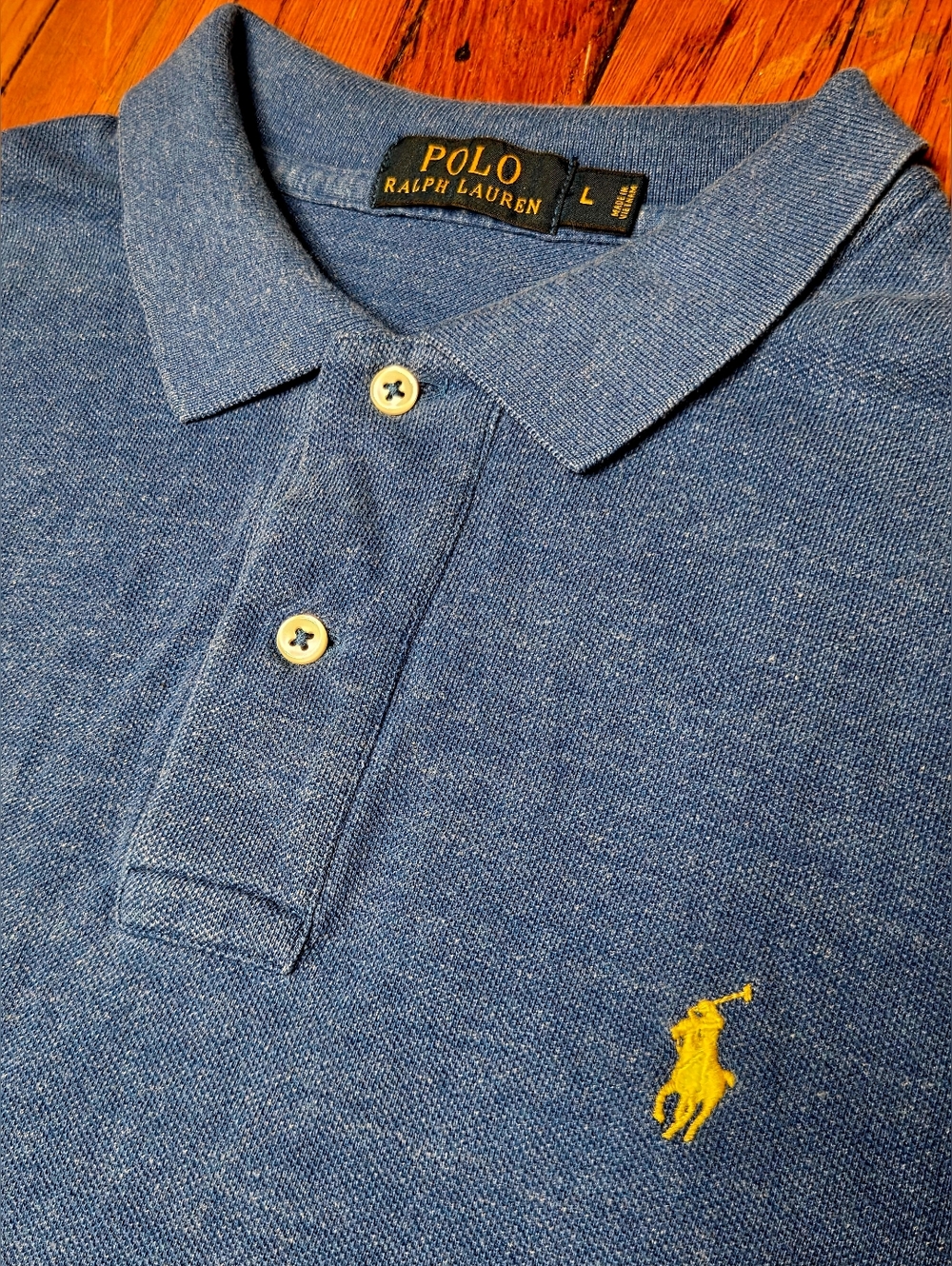 Polo Ralph Lauren Mens Size Large Solid Blue Short Sleeve Shirt A1